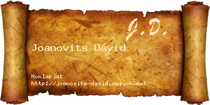 Joanovits Dávid névjegykártya